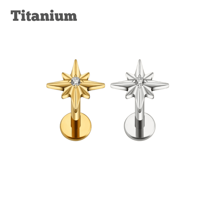 ear piercing jewelry north star titanium threaded labret earring