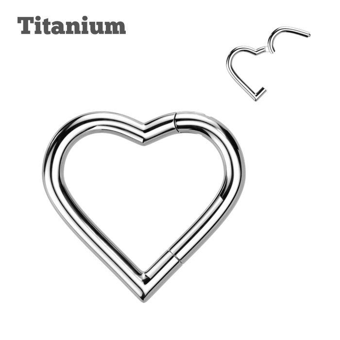 steel color earring plain heart titanium hinged hoop