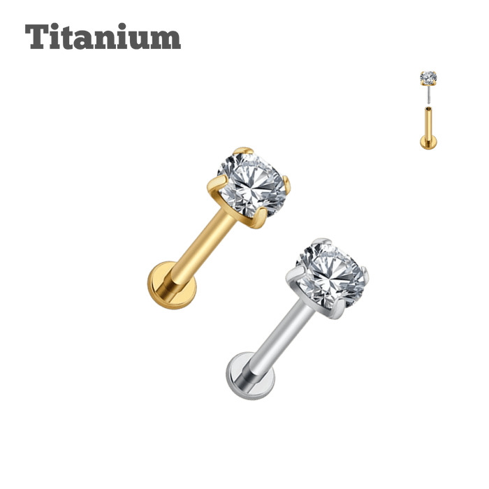 Pronged Gem Titanium Threadless Labret