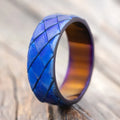 "Sigil" - Fire Treated Titanium Custom Embossed Dragon Scale Wedding Band - Size 9 3/4-Staghead Designs