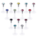 multi color gem silicon plastic labret