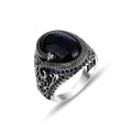 Silver Blue Tiger Eye Snake Model Ring