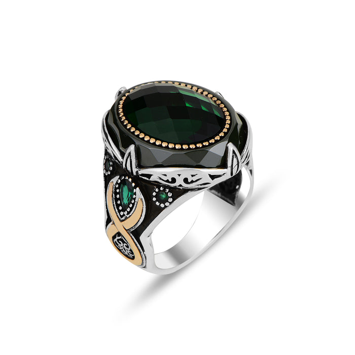 Silver Handmade Emerald Stone Oval Ring