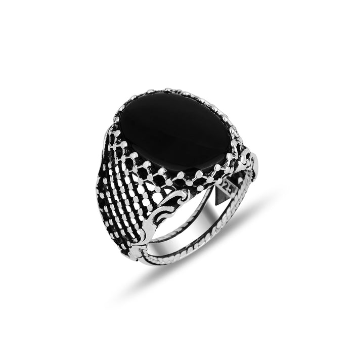 Silver Handmade Oval Onyx Stone Ring