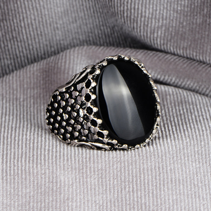 Silver Handmade Oval Onyx Stone Ring