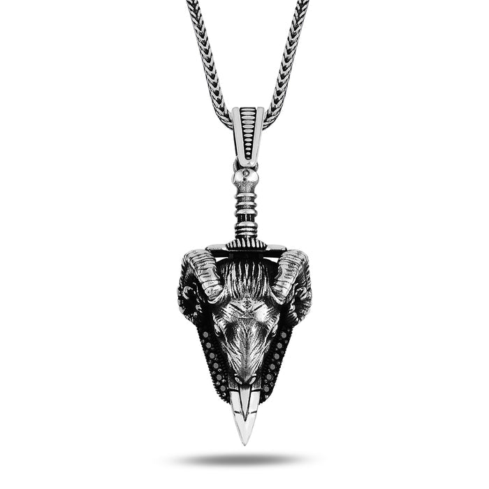 Silver Handmade Ram Head Necklace