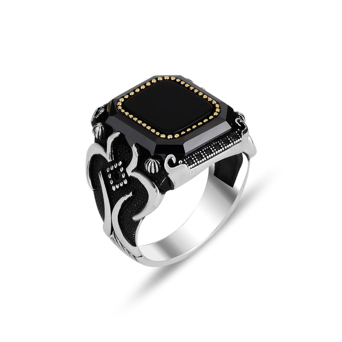 Silver Handmade Square Onyx Stone Ring