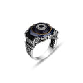 Silver Oval Sapphire Stone Ring