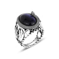 Silver Snake Model Blue Tiger Eye Ring