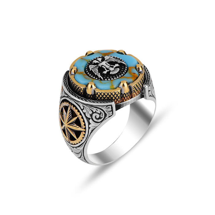 Silver Turquoise Stone Eagle Model Ring