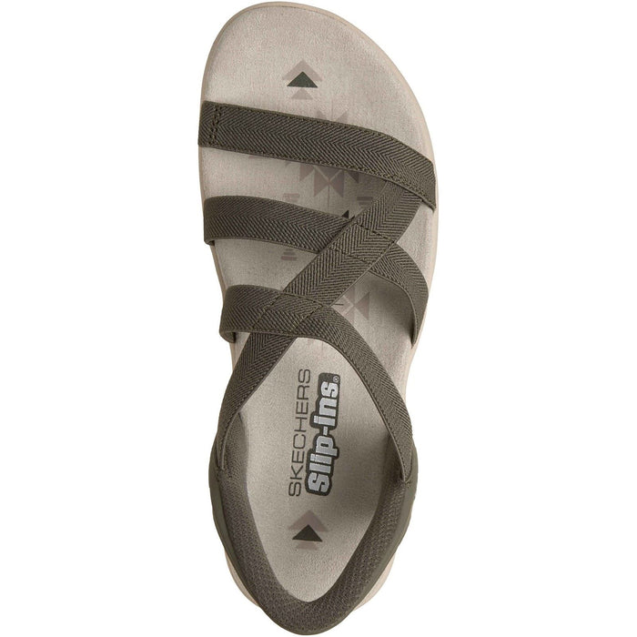 Skechers Reggae Slim Stretch Flex Textile Women's Olive Sandals