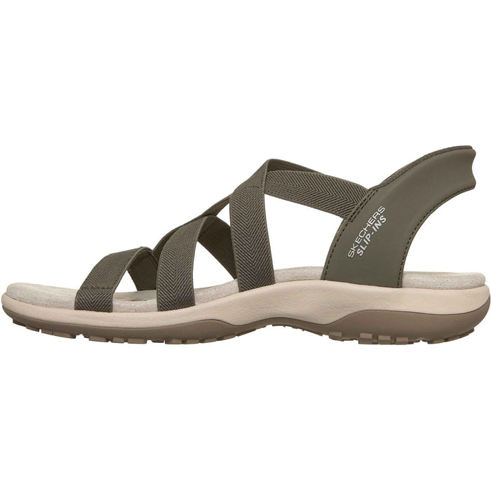 Skechers Reggae Slim Stretch Flex Textile Women's Olive Sandals
