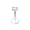 square gem silicon plastic labret for ear nose piercing