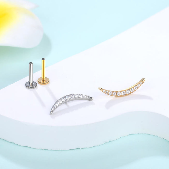 Studded New Moon Titanium Threaded Labret