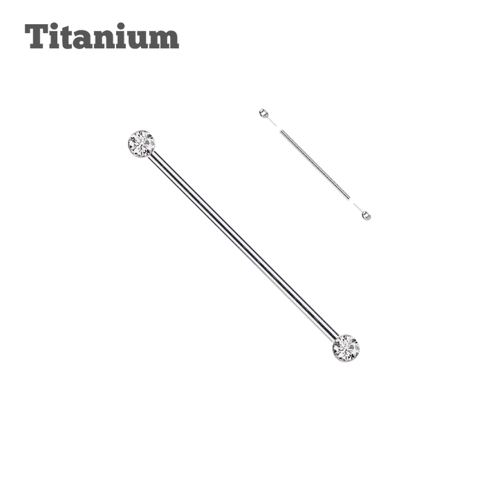 steel color titanium bezeled flat gem threadless straight barbell