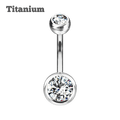 steel color bezeled gem ends belly barbell