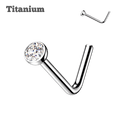 nose piercing stud titanium bezeled gem