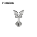 steel color titanium butterfly gem earring