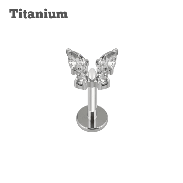 steel color titanium butterfly gem earring