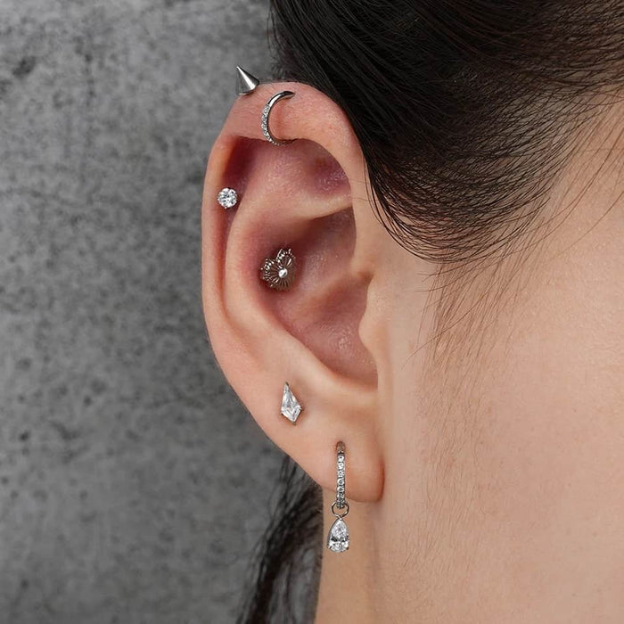 titanium diamond cut gem labret model