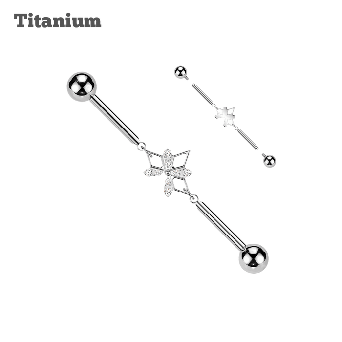 Titanium Diamond Style Chained Industrial Barbell
