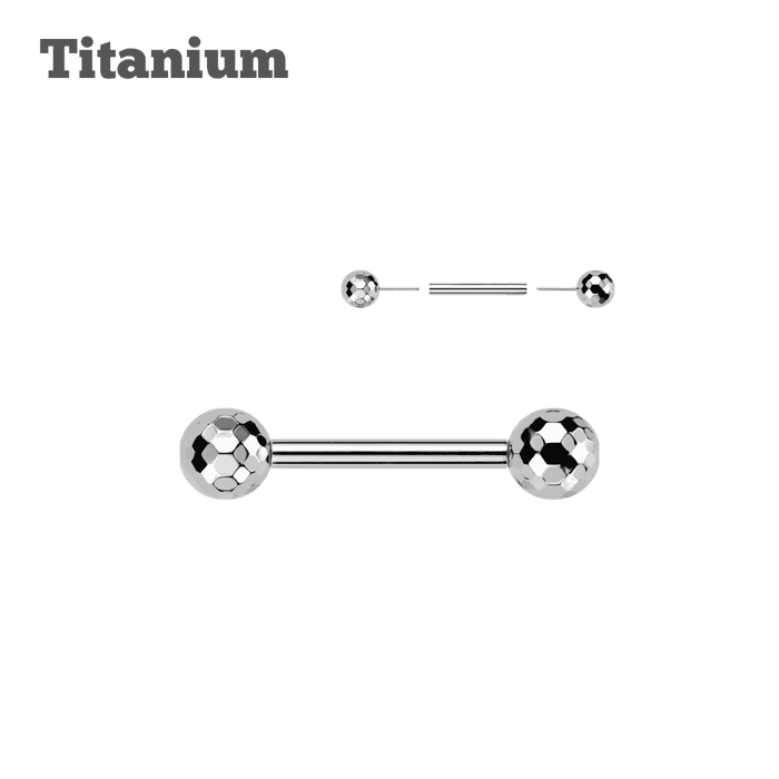 steel color titanium disco ball threadless straight barbell eyebrow piercing jewelry