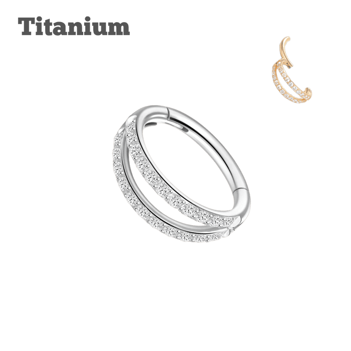 titanium double outfacing hinged hoop steel color earring for helix and lobe