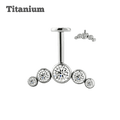 titanium floating cluster bezeled gem steel color labret earring