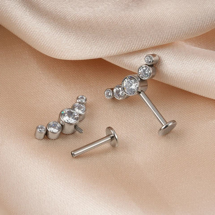 Titanium Floating Cluster Bezeled Gem Labret