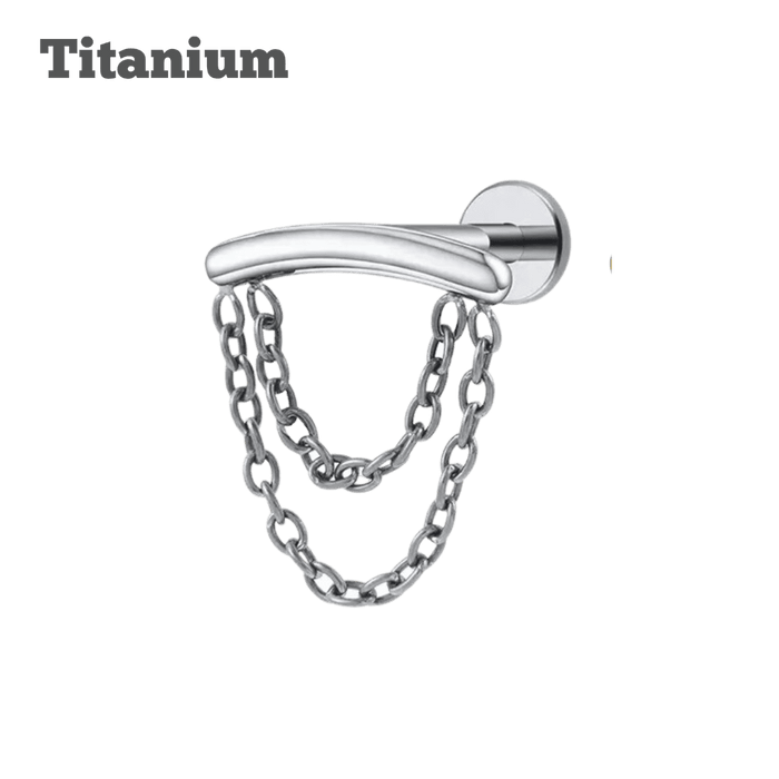 titanium floating double chained labret steel color