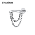 titanium floating double chained labret steel color