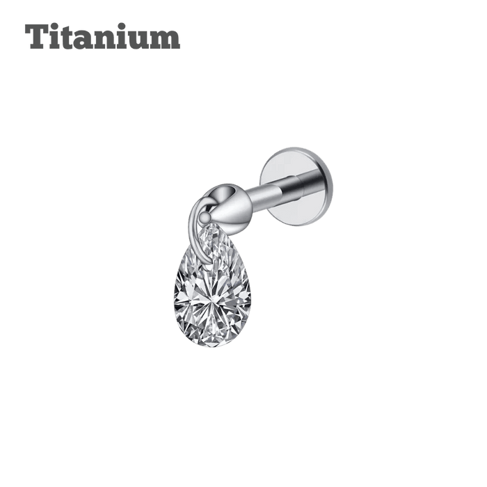 steel color titanium floating teardrop gem labret