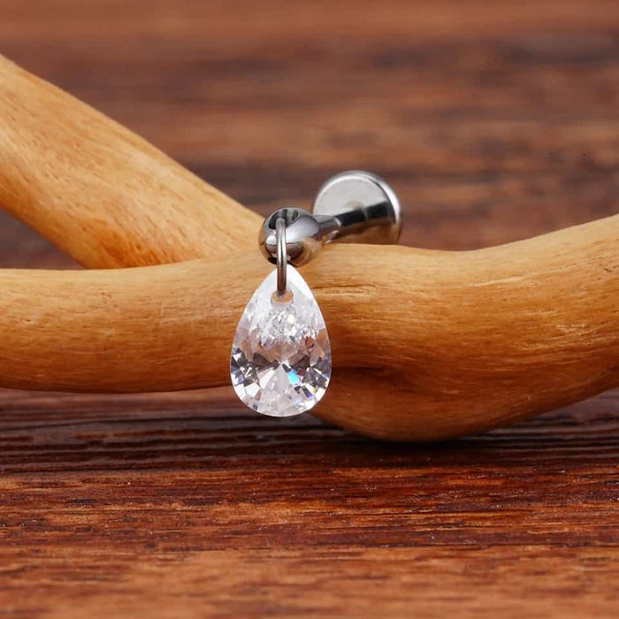 Titanium Floating Teardrop Gem Labret