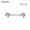 Titanium Gem Ends Threaded Straight Barbell