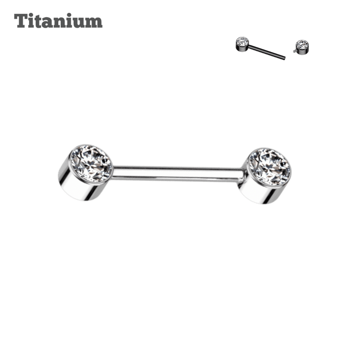 Titanium Gem Ends Threaded Straight Barbell