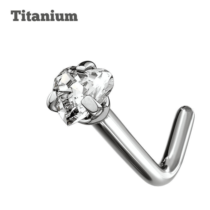 titanium heart nose piercing stud steel color