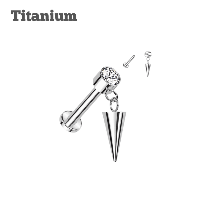 Titanium Internally Threaded Short Dangling Spike Labret