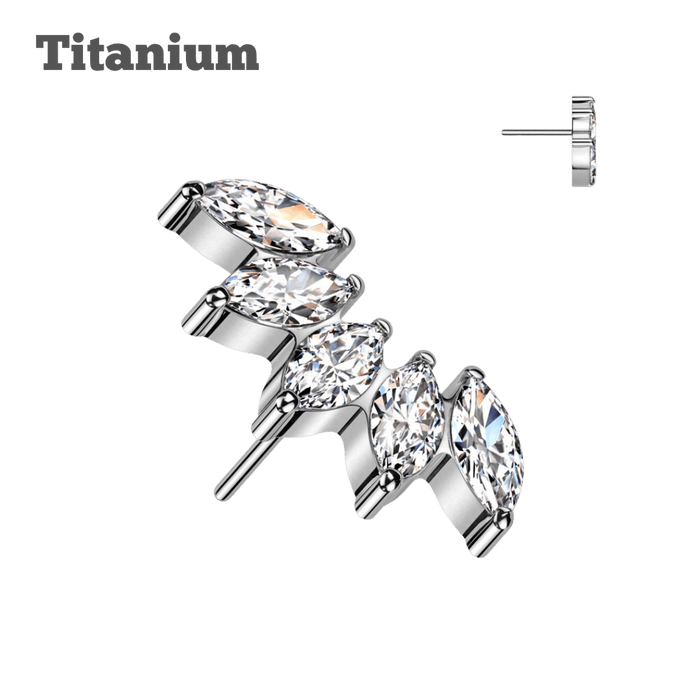 steel color titanium marquis cluster threadless top