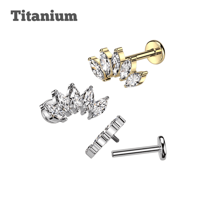 titanium marquis cluster threaded labret earring