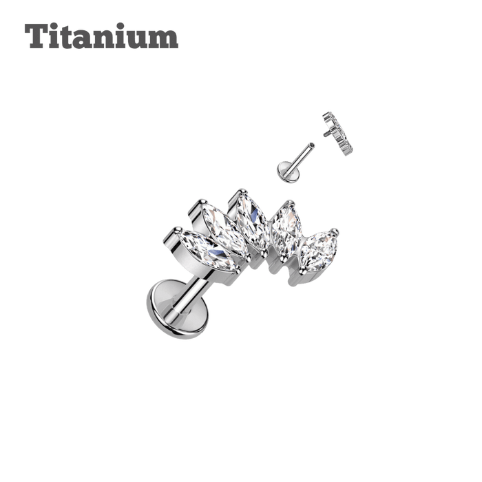 steel color titanium marquis cluster threaded labret