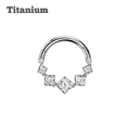 Titanium Multisquare Gem Hinged Hoop