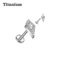 steel color paved diamond cut titanium threadless labret
