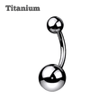 steel color titanium plain ball ends externally threaded belly barbell