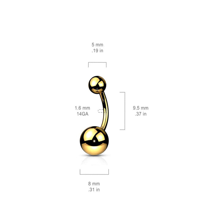 Titanium Plain Ball Ends Externally Threaded Belly Barbell