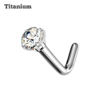 l-shaped titanium round gem nose stud