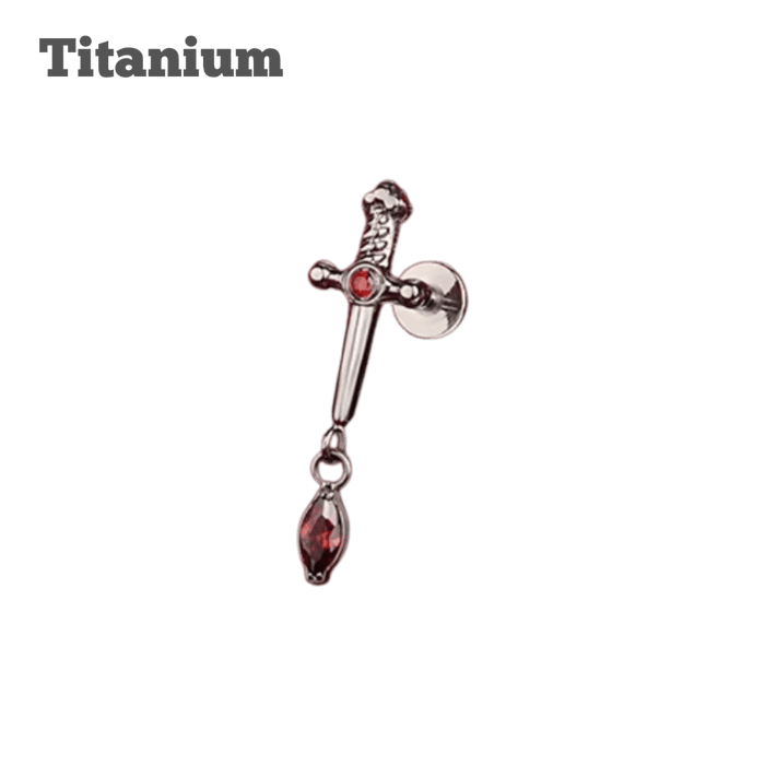 Titanium Ruby Dagger Threaded Labret