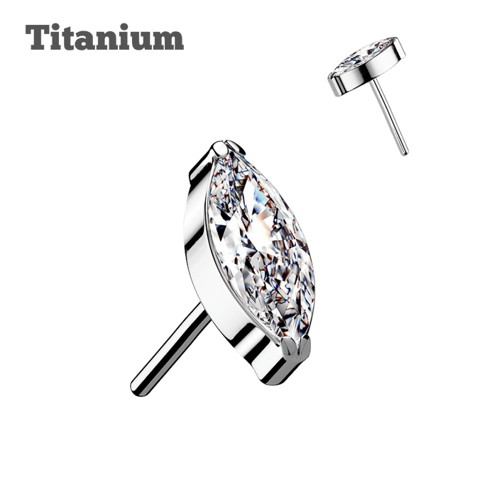 steel color titanium solitaire marquis threadless top