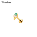 Gold ice cream cone-shaped stud earring on a black background with 'Titanium' text.