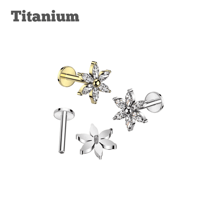 Titanium stargazer lily threaded labret earring