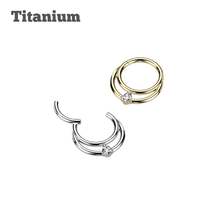 titanium studded double hinged hoop